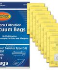 Replacement Vacuum Bags For Kenmore Canister Type C Or Q 50555 50558 50557 And Panasonic Type C5 Vacuums Nine Pack on display