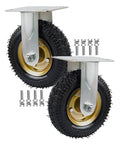 Heavy Duty Pneumatic Caster Wheels Pair With Shock Absorbing Rubber Tires Reinforced Steel Brackets for furniture rolling.