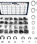 Alloy Steel E Clips And External Retaining Rings Kit Set Keronah With 360 Pieces In 24 Sizes from 2mm to 12mm and M5 to M16