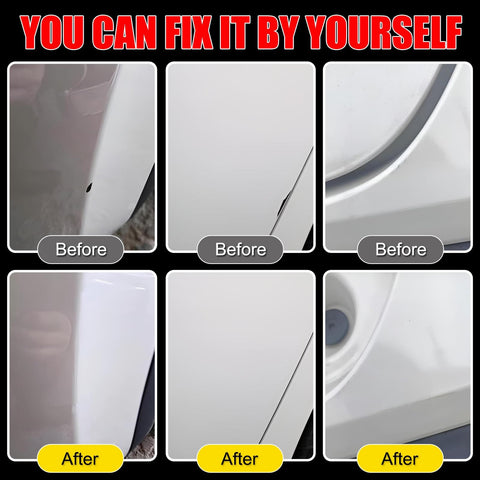 Image showing before and after of using Bright White Touch Up Paint PW7 GW7 For Dodge Ram 2 In 1 Scratch Repair Pen Kit With Disposable Micro Applicators