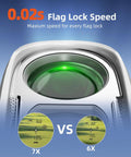 Close-up of 1000 Yard Laser Rangefinder lens showing 7X vs 6X magnification comparison in Dope Golf Rangefinder With Slope.
