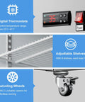 Digital thermostats and adjustable shelves in Heavy Duty Four Door Commercial Refrigerator With Stainless Steel Reach In build.