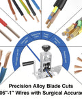 Diagram showing Dual Drive Wire Stripper Tool for Scrap Copper and DIY Wiring, effective on various cable types.