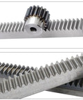 Beefy Steel Gear Rack for Precise Linear Motion, Heavy Duty 0.5M to 2M Lengths, Straight Teeth Drive Rack detail with gear