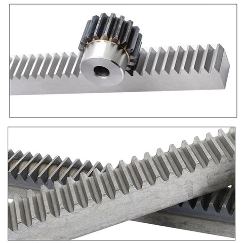 Beefy Steel Gear Rack for Precise Linear Motion, Heavy Duty 0.5M to 2M Lengths, Straight Teeth Drive Rack detail with gear