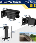 Heavy Duty Aluminum Railing Brackets 4 Pack With Stair Foot For Angled Decks And Porches, sizes 3.13" and 2" for installation.