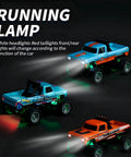 Three One Sixty Fourth Scale Mini Remote Control Monster Trucks With LED Lights, showcasing dual 2.4GHz control in action.