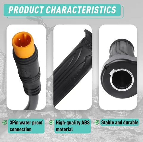 Full Twist Throttle Grip For E Bikes And Scooters, Waterproof 12V To 72V Twist Throttle With Connector, 22.2mm Handlebar Fit, Built To Last And Ready For Electric Bikes, Motorcycles, And Powersports