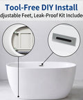 Durable 47 Inch Acrylic Freestanding Bathtub In Gloss White Featuring A Sleek Oval Shape with tool-free installation features.