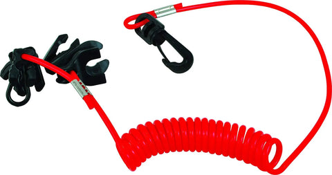 Universal Boat Kill Switch Key Set With Swivel Snap Hook And Coiled Lanyard, Seven Keys For Johnson Evinrude Mercury Yamaha Suzuki Tohatsu Honda Kill Switches, No-Fuss Rustproof Stainless Steel Crimps, Bright Red