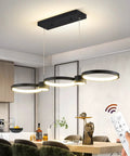 Dimmable 54W LED Chandelier With Remote Control, Modern Pendant Light Fixture For Kitchen Island Displayed Over Dining Table