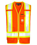 High Vis FR Safety Vest Zip Front Flame Resistant Workwear ANSI Class 1 Reflective Tape NFPA 70E Cotton Twill bright orange with reflective stripes