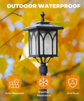 Solar Post Light Outdoor Cast Aluminum LED Lamp Fixture With 3 Inch Fitter Base for autumn yard background, anti-rust