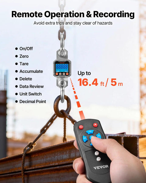 Heavy Duty Digital Crane Scale With 6600 Lbs Max Capacity And Rock Solid Cast Aluminum Case for remote operation.