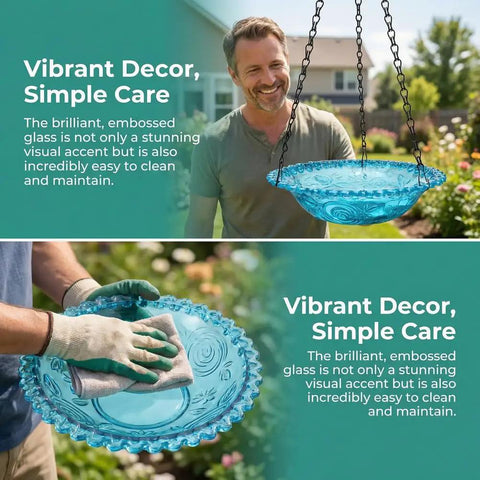 Man showcasing Solar Cascade Hanging Bird Bath Fountain With 3 Layer Design For Outdoor Gardens And Ponds 6 Nozzles And 10 Ft Cord