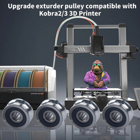 Extruder Pulley Upgrade Kit For Kobra 2 Pro Plus Max And Kobra 3 Steel Bearing U Shaped Drive Gears Replacement 4 Pack, 3D printer parts