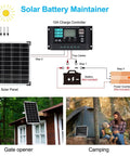 Diagram of 20W 12V Monocrystalline Solar Panel Kit with 10A Controller for RV Boat Car or Trailer waterproof rooftop power system