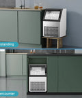 Under Counter Ice Maker Machine Freestanding Stainless Steel With Ice Thickness Control 80 Lbs Per Day 28 Lbs Storage