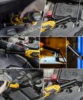 Workhorse Cordless Electric Ratchet Wrench 3/8 Inch used for automotive repairs, showcasing variable speed and long reach capabilities