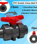 Two Pack Three Quarter Inch True Union Ball Valves SCH80 PVC Shut Off Valve With Double Slip Socket Connection Full Port