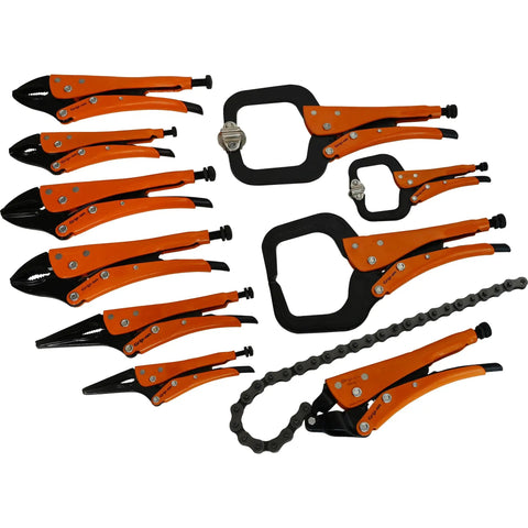 10 Piece Locking Pliers And Clamp Set With Straight Jaw Curved Jaw Long Nose Wire Cutter C Clamp Chain Clamp Welding Pliers Tools