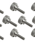 Ten Pack 1/4-20 x 3/4 Inch 303 Stainless Steel Diamond Knurled Thumb Screws With Straight Shoulders Right Hand Threads Flat Tips Uncoated