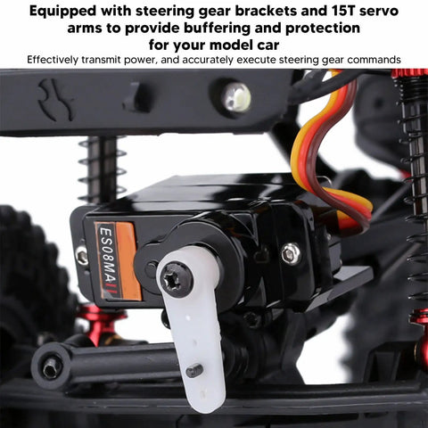 Tough As Nails Micro Servo Motor Kit With Full Metal Gears And Whisper Quiet Operation Slick Upgrade For Axial SCX24 RC Crawler Project showing gear brackets and servo arms.