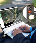 Two Pack GT U7 GPS Module For Drones And Microcontrollers with laptop showing satellite navigation and close-up of module connection