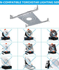 New Construction Mounting Plate For LED Recessed Lighting Kits Three Quarter Inch And Six Inch shown with non-compatible products