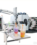 Custom Drink Cup Printing Machine For Beverages beside three printed bubble tea cups