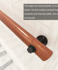 Natural Wooden Wall Mounted Porch Railing Adjustable Deck Handrail Heavy Duty Support For Kids And Seniors Non Slip Indoor Outdoor Grip No Sweat Install Top Shelf Quality close-up showing polished surface and mounting hardware.
