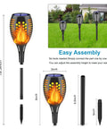 8 Pack Solar Torch Lights With Real Flickering Flame, Waterproof Outdoor LED, assembly parts and garden installation