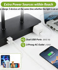 Must Have Set Of 2 Modern Table Lamps With USB Ports And AC Outlet showing charging capabilities with devices and LED bulbs included