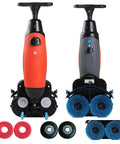 Heavy Duty 17 Inch Floor Polisher Carpet Cleaning Machine With 240 RPM 3 Gallon Tank Dual Brush Heads 13000 Sqft Per Hour Coverage Industrial Floor Cleaner Red front and side view
