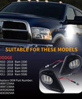 2Pcs LED Side Mirror Puddle Light Lamps Assembly For Dodge Ram 1500 2500 3500 4500 5500 Tow Mirrors 6000K Diamond White
