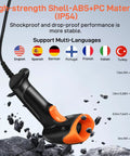 2D USB Wired Barcode Scanner With Plug And Play Setup For 1D And 2D Codes, shockproof ABS-PC material, multi-language support.