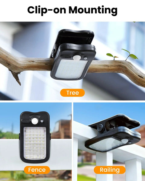 Clip On Solar Lights For Fence With 60 LEDs 500 Lumen Outdoor Waterproof Security Light USB Rechargeable 3 Modes