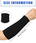 Three Pairs Of Heavy Duty Arm Protectors For Thin Skin And Bruising Cut Resistant Forearm Sleeves Level Five Burn Protection Breathable All Day Comfort HPPE Nylon Spandex Black 7.9 Inch showing size and fit on arm.