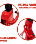 Close-up of Six Ton Jack Stands Beefy Heavy Duty Self Locking With Quick Adjustment Steel Stands welded frame and handle