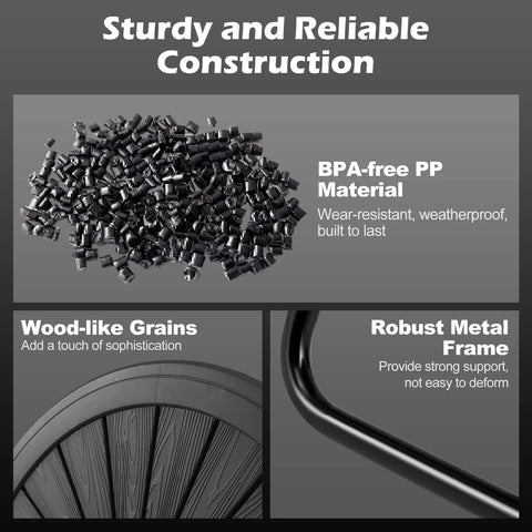 Sturdy BPA-free PP material and wood-like grains of 37.5 Gallon Dual Chamber Compost Bin With 360 Degree Tumbling And Dual Lockable Doors