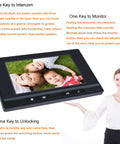 Video Doorbell Intercom System With 7 Inch Indoor Monitor showing family and text features for home security and easy door unlock