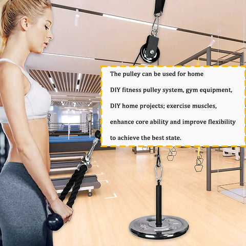 Silent Cable Pulley System With Detachable Rotation Wheel LAT Traction Block For DIY Home Lifts, Clothesline And Shop Hoists, Heavy Duty Bearings, Easy Install 3.54 Inch Wheel in gym use