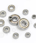Top view of Wokape 72-piece miniature deep groove ball bearings assortment in 6 sizes, double-shielded steel