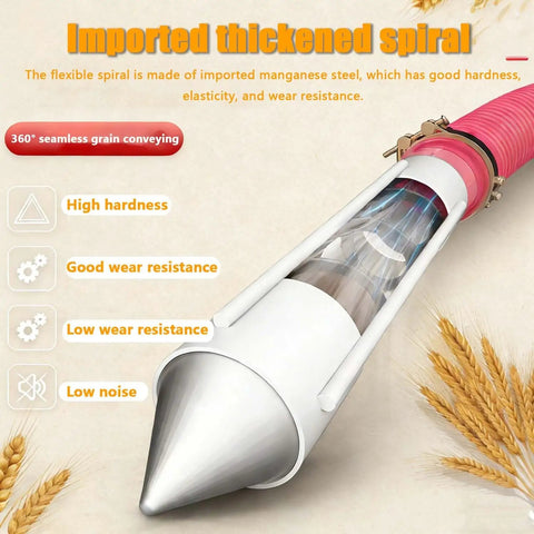 Beefed Up Electric Screw Conveyor Suction Auger with imported thickened spiral, 360° conveying for grain, 2200W motor