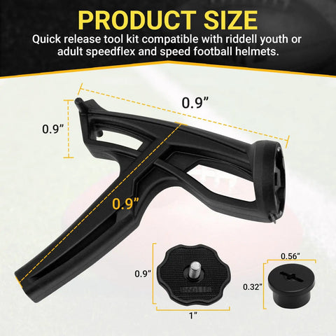 Football Helmet Quick Release Tool Kit For SpeedFlex And Speed Helmets Chinstrap Repair Set with tool and screws dimensions