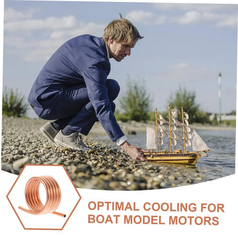 Man adjusting model boat with RC Boat Brush Motor Water Cooling Jacket With Copper Ring Heat Dissipation Kit for easy installation