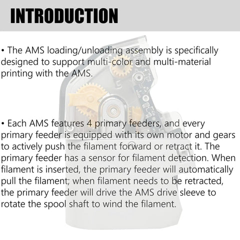 AMS Feeder Unit Replacement With Hall Sensor And Filament Drive Gear For Bambu Lab AMS Automated Filament System No Fuss Upgrade For Smooth Filament Loading And Unloading, feeder close-up