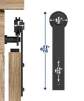 5 Ft Double Barn Door Hardware Track Kit for Cabinets and Closets diagram with I shape hangers and measurements