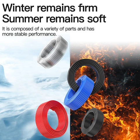 Various colored polyurethane tubing with winter and summer background highlighting versatility.