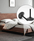 Bedroom scene with 4 Pack M8 Furniture Levelers Adjustable Feet For Tables, Sofas, Cabinets, And Workbenches shown in inset detail